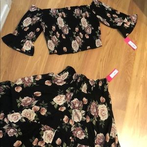 Cropped top & high to low flowy skirt set